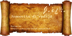 Joanovits Árpád névjegykártya